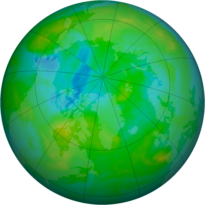 Arctic ozone map for 09 August 1994